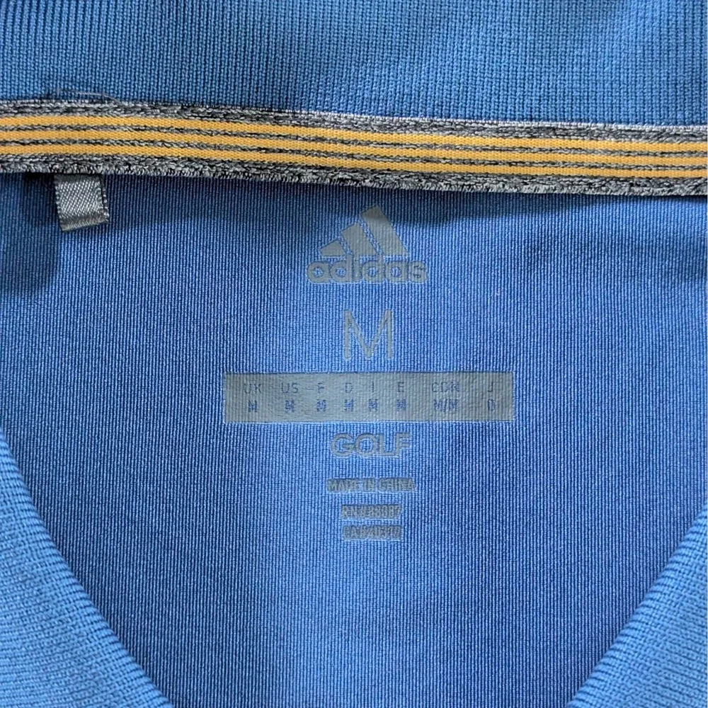 Adidas Mens Golf Performance Striped Polo Shirt Size M Blue Orange White